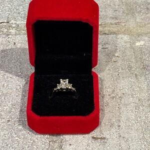 14k White Gold Ring with Emerald cut Diamonds